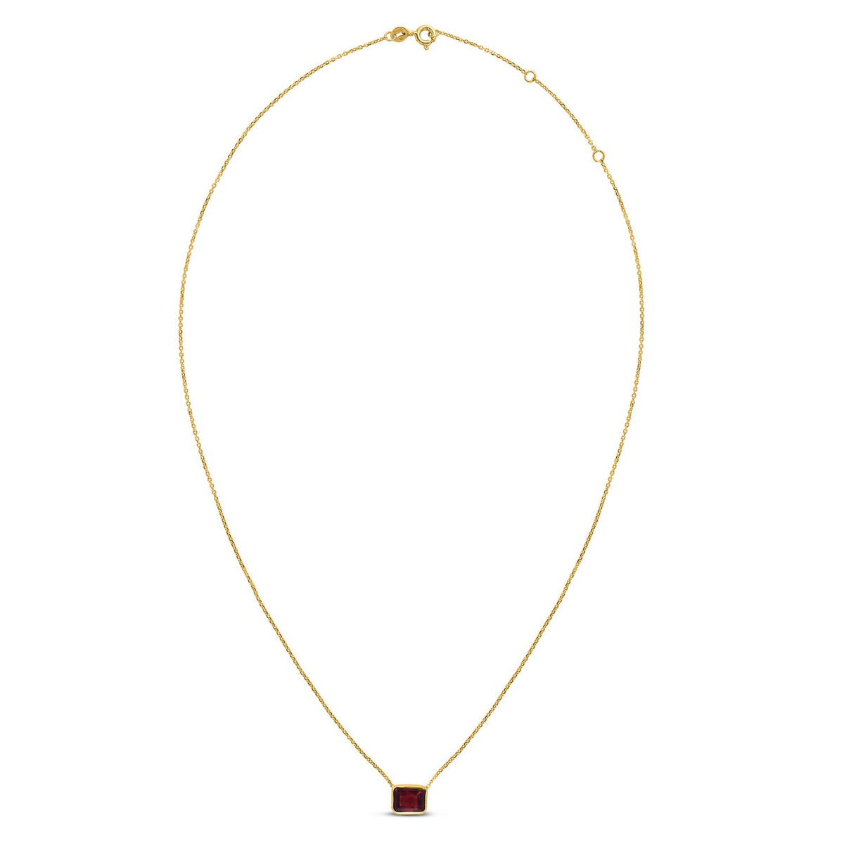 14K Yellow Gold Emerald Cut Garnet Necklace