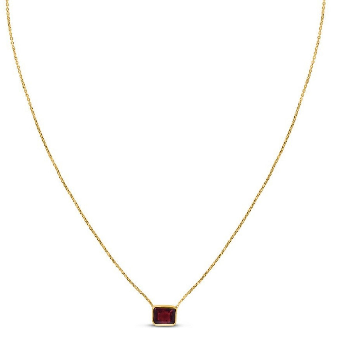 14K Yellow Gold Emerald Cut Garnet Necklace