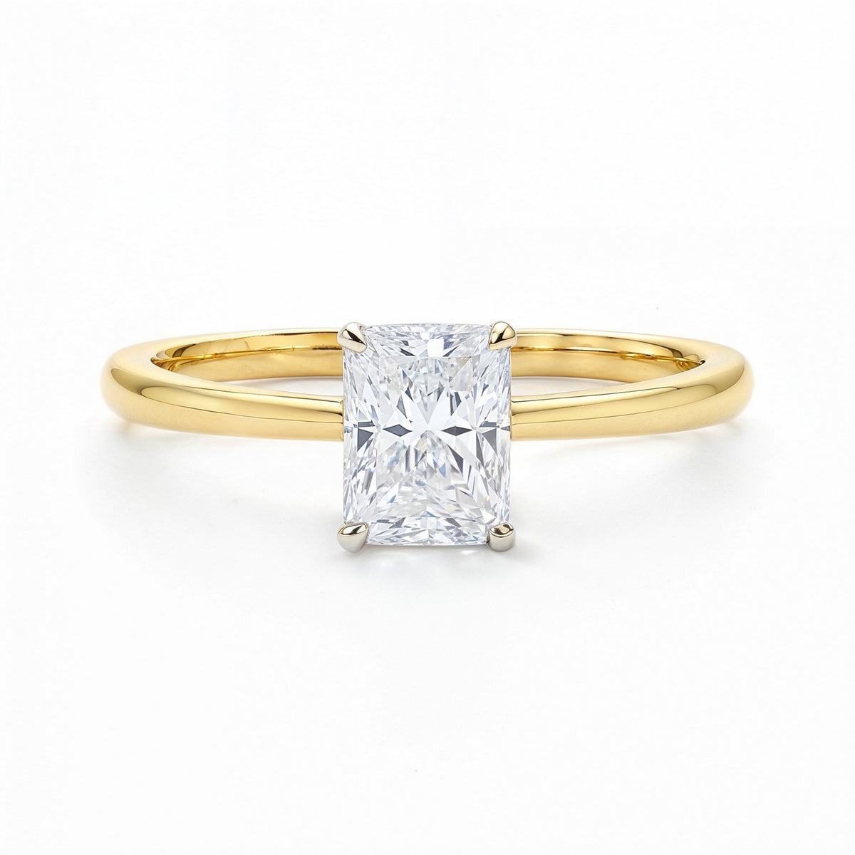 1 Carat Radiant Lab Grown IGI G/VS1 Diamond Solitaire Ring in 14K Yellow Gold