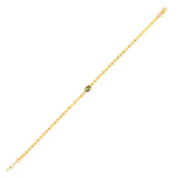 14K Yellow Gold Peridot Mirrored Chain Bracelet (2.20 mm)