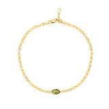 14K Yellow Gold Peridot Mirrored Chain Bracelet (2.20 mm)