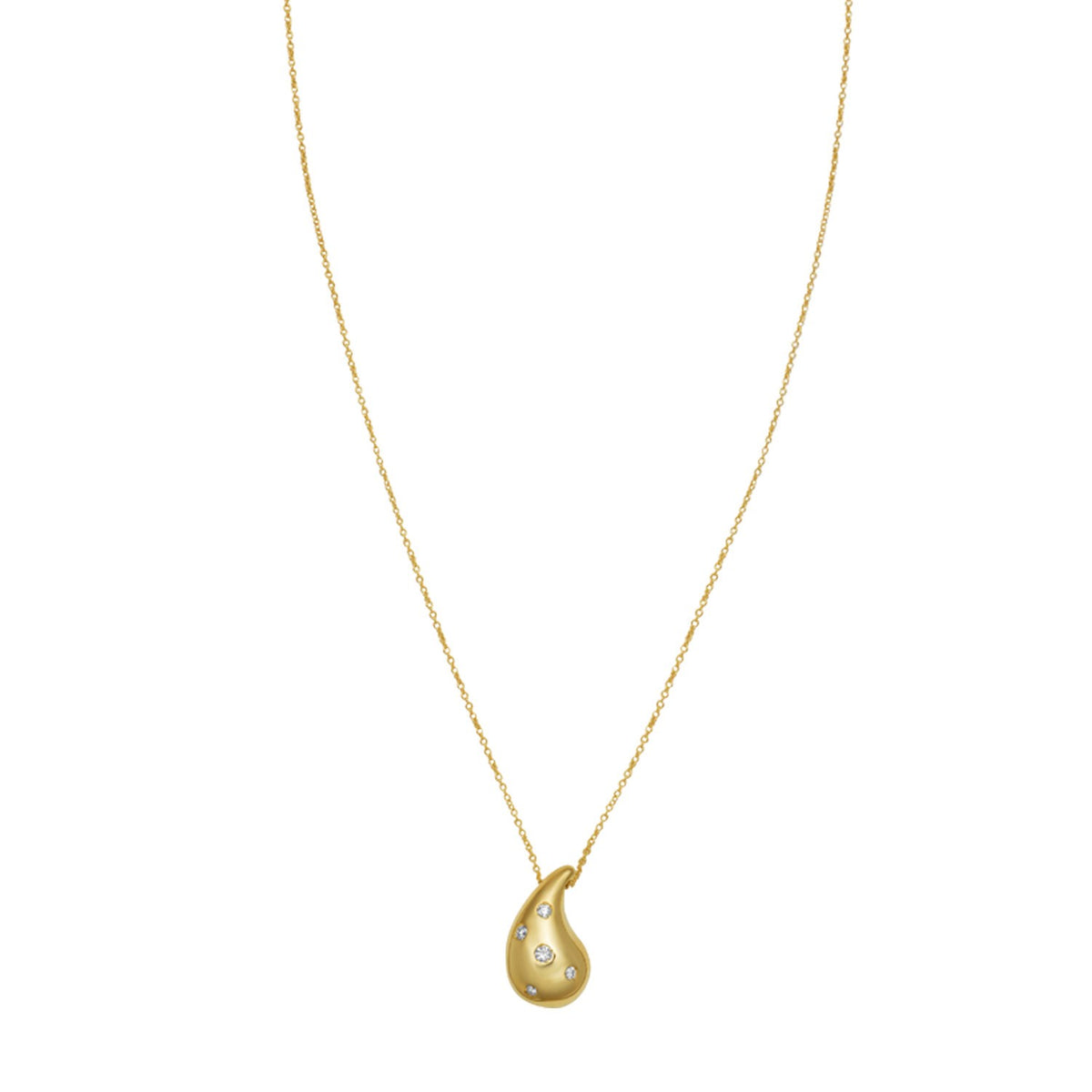 14K Yellow Gold Diamond Raindrop Necklace