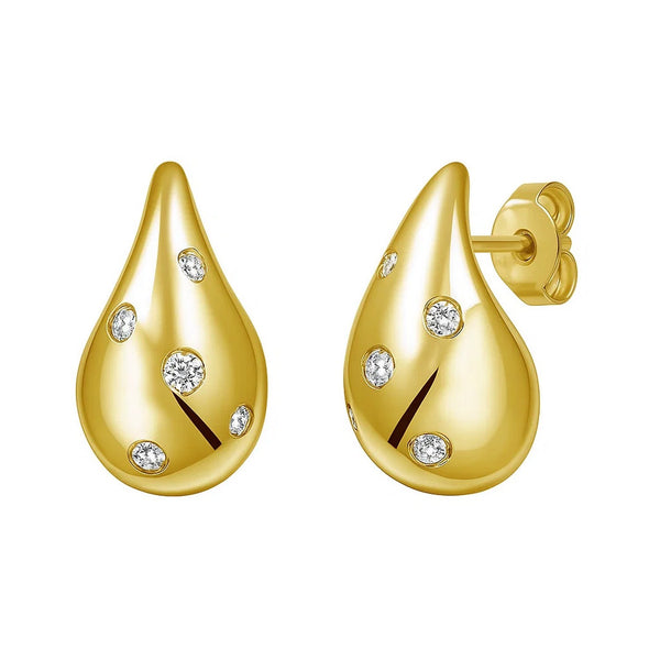 14K Yellow Gold Diamond Raindrop Earrings