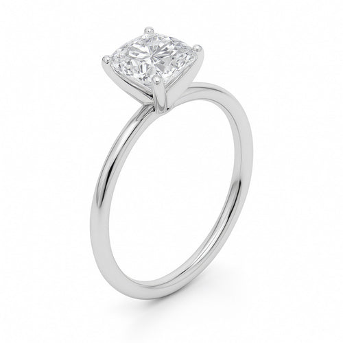 1 1/2 Carat Cushion Lab Grown IGI G/VS1 Diamond Solitaire Ring in 14K White Gold