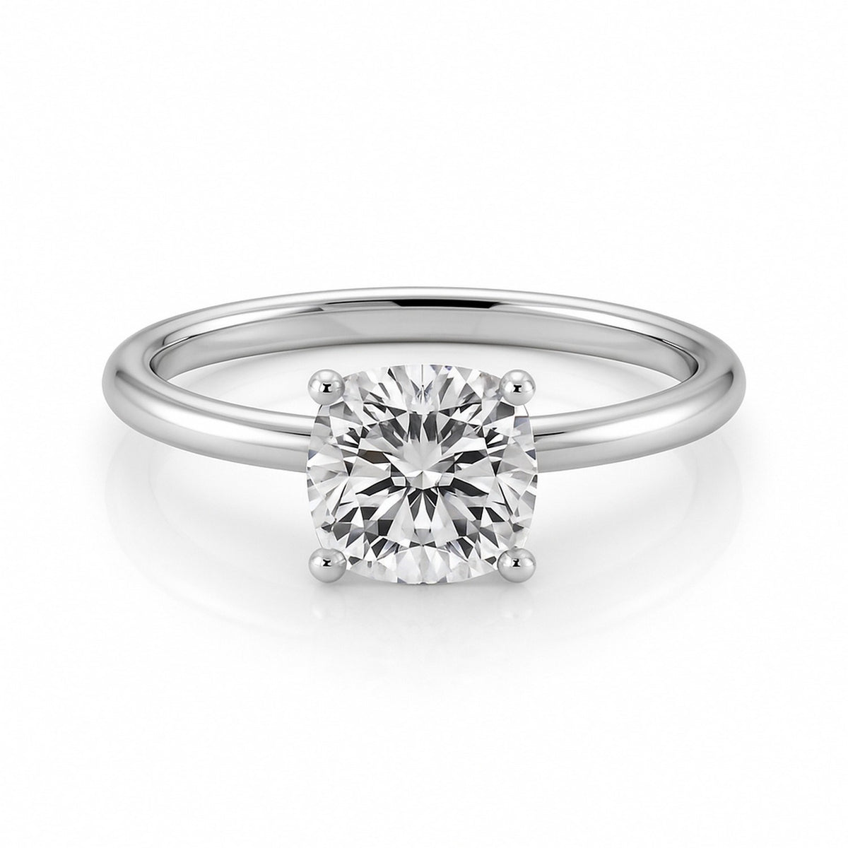 1 1/2 Carat Cushion Lab Grown IGI G/VS1 Diamond Solitaire Ring in 14K White Gold