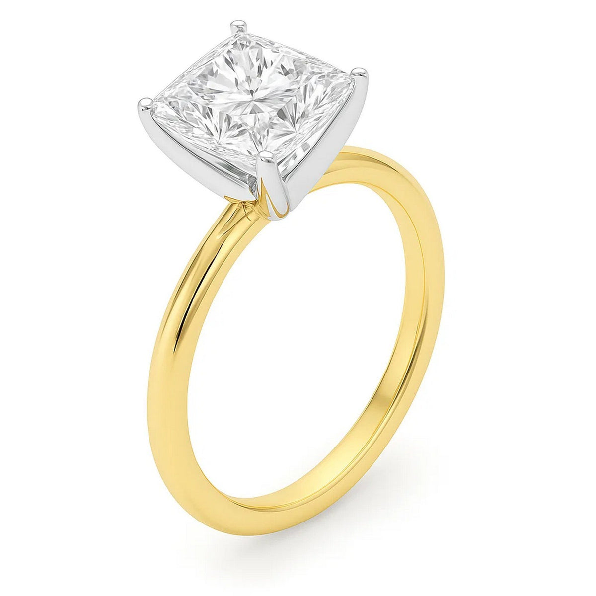 3 Carat Princess Lab Grown IGI G/VS1 Diamond Solitaire Ring in 14K Yellow Gold