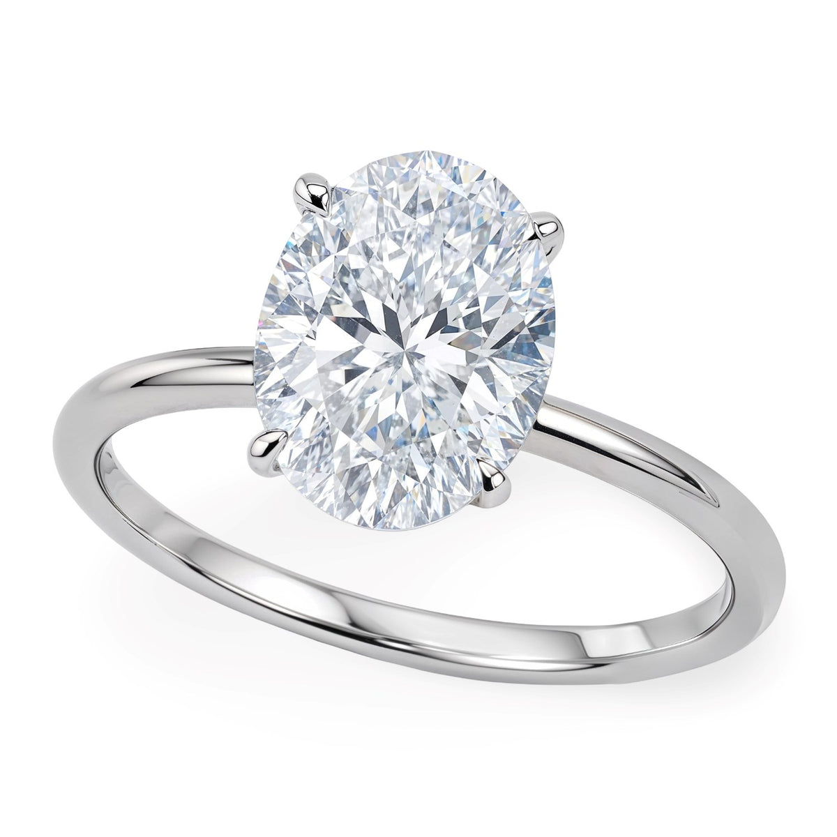 2 Carat Oval Lab Grown IGI G/VS1 Diamond Solitaire Ring in 10K White Gold
