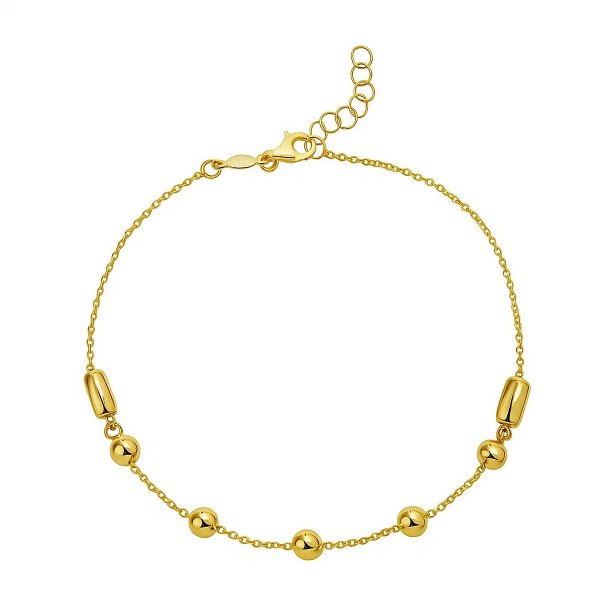 14K Yellow Gold Adjustable Bead Link Bracelet