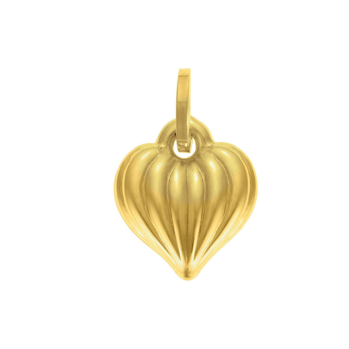 14K Yellow Gold Polished Puffy Heart Charm Pendant