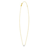 14K Yellow Gold Mini Diamond W Initial Pendant Necklace