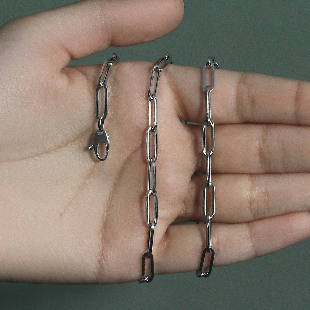 14k White Gold Bold Paperclip Chain (4.2 mm)