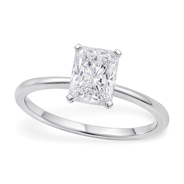 1 1/2 Carat Radiant Lab Grown IGI G/VS1 Diamond Solitaire Ring in 14K White Gold