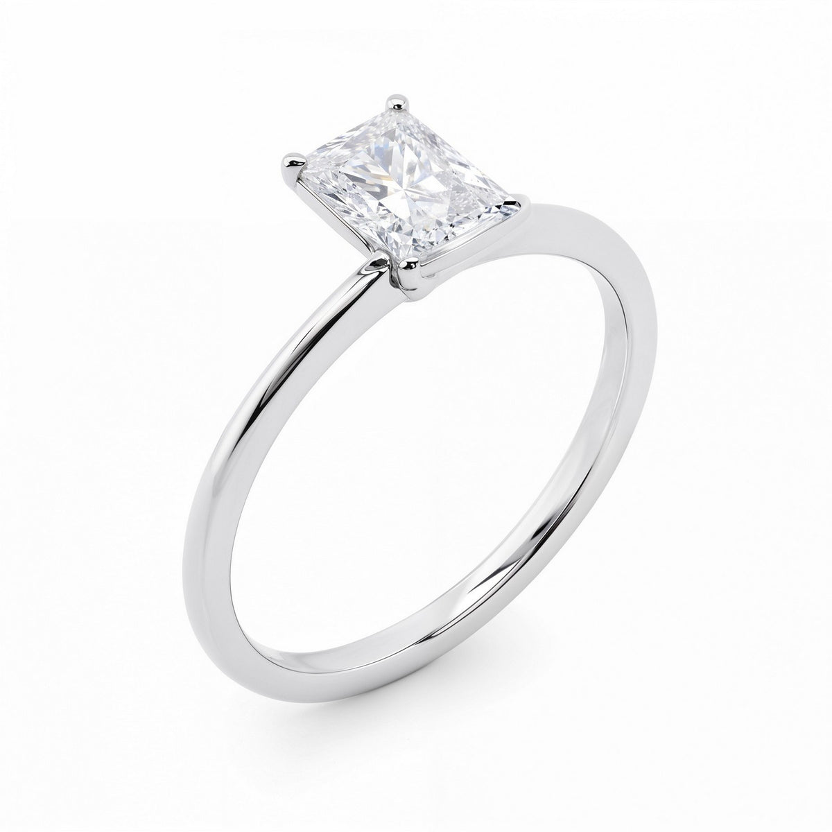 1 1/2 Carat Radiant Lab Grown IGI G/VS1 Diamond Solitaire Ring in 14K White Gold