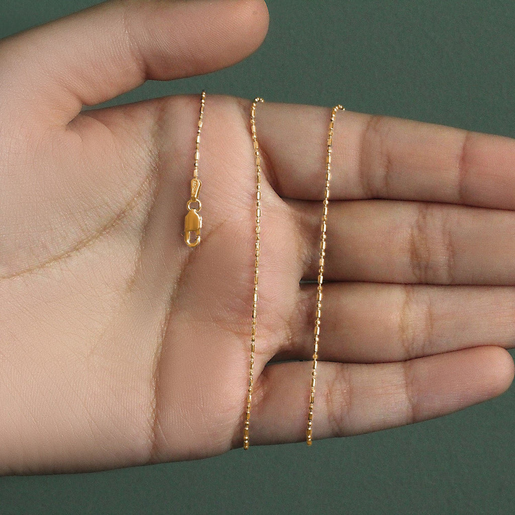 14k Yellow Gold Diamond-Cut Bead Chain (0.90 mm)