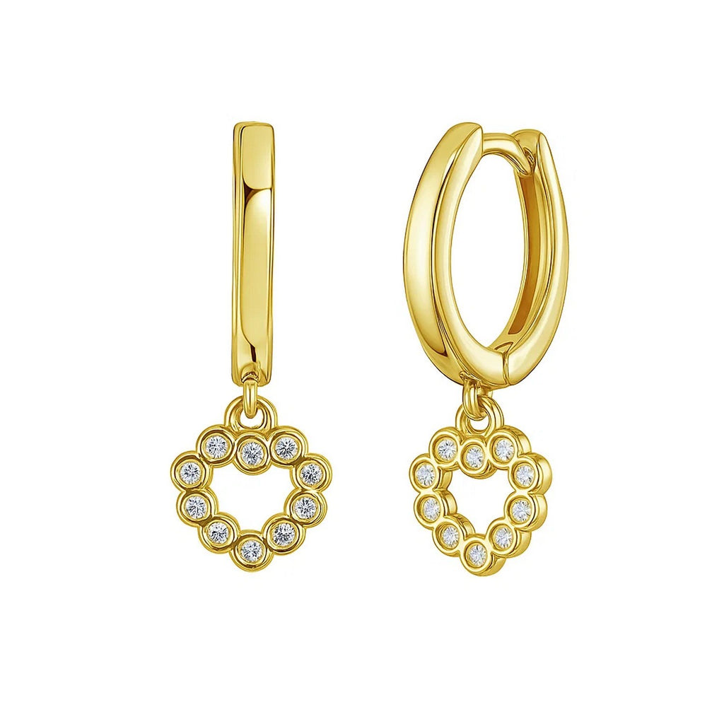 14K Yellow Gold Petite Diamond Heart Earrings