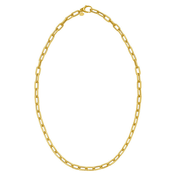 14K Yellow Gold Charm Lock Paperclip Chain