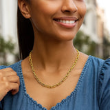 14K Yellow Gold Charm Lock Paperclip Chain