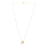 14k Yellow Gold High Polish Linked Mother of Pearl Circles Necklace
