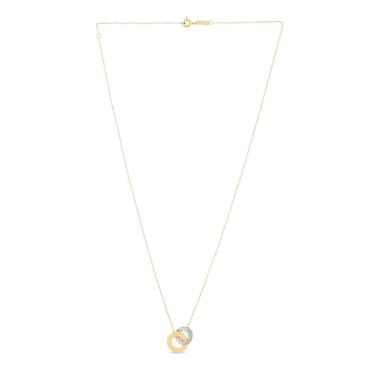 14k Yellow Gold High Polish Linked Mother of Pearl Circles Necklace