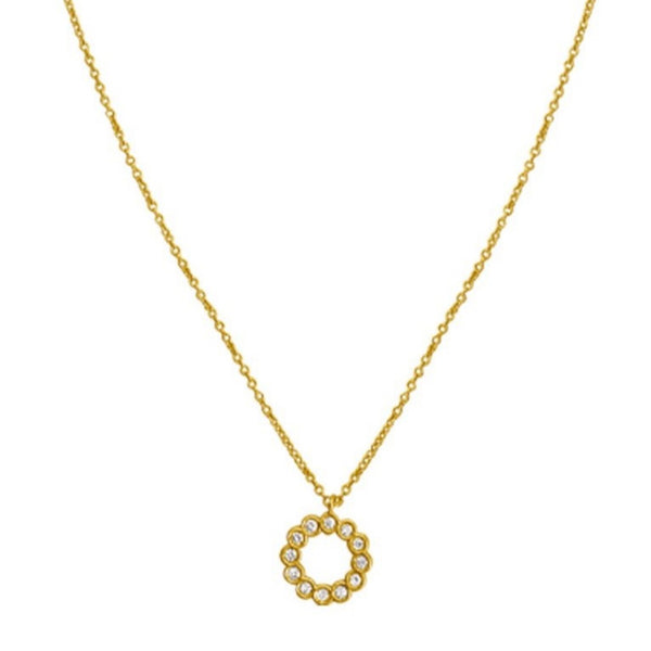 Classic 14K Yellow Gold Petite Diamond Circle Necklace