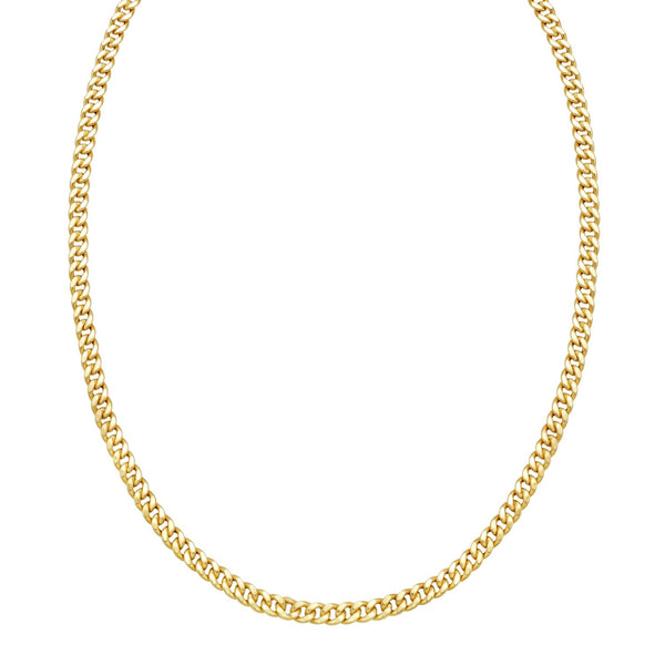 14K Yellow Gold Petite Faceted Cuban Link Chain Necklace (4.50 mm)