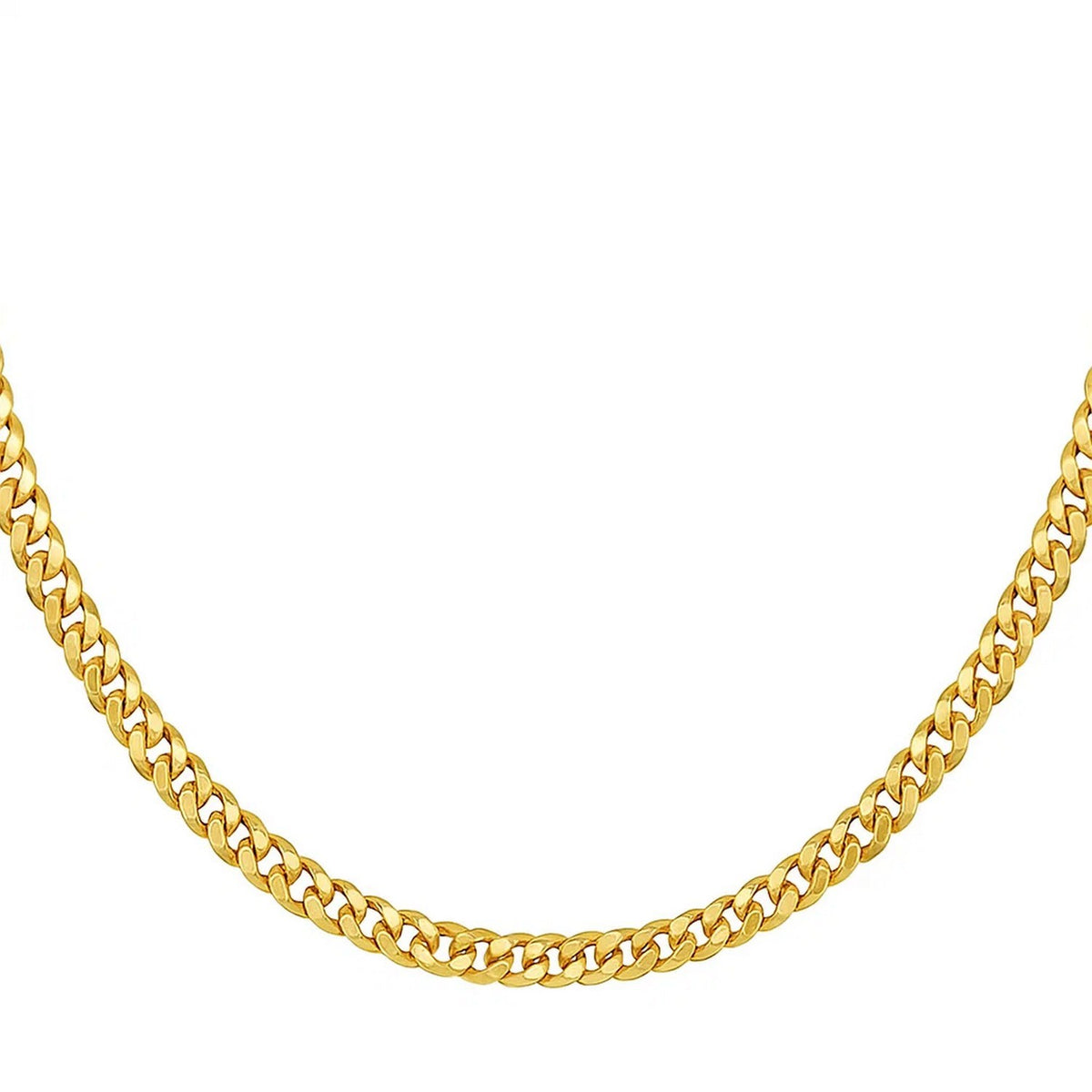 14K Yellow Gold Petite Faceted Cuban Link Chain Necklace (4.50 mm)