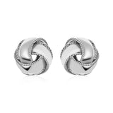 Textured and Polished Love Knot Earrings in Sterling Silver(13mm)