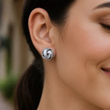 Textured and Polished Love Knot Earrings in Sterling Silver(13mm)