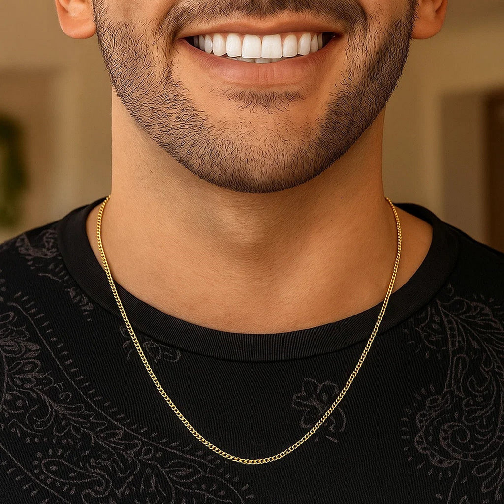 14k Yellow Gold Solid Curb Chain (2.60 mm)