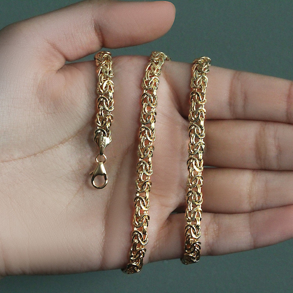 14k Yellow Gold Fancy Byzantine Chain Necklace