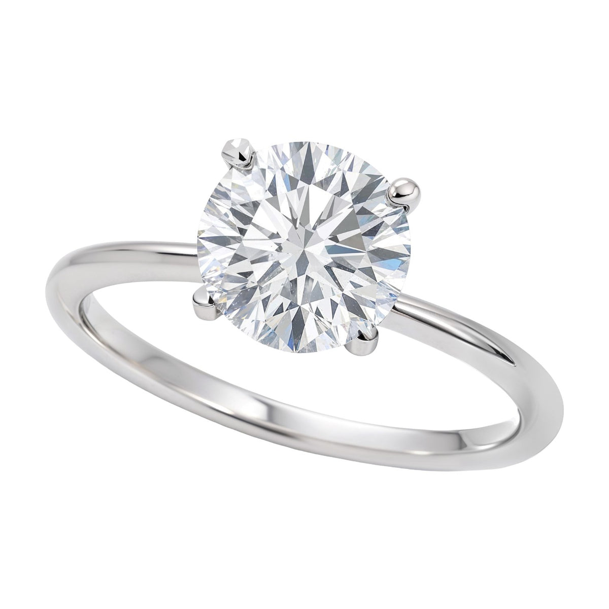 1 1/2 Carat Round Lab Grown IGI G/VS1 Diamond Solitaire Ring in Sterling Silver