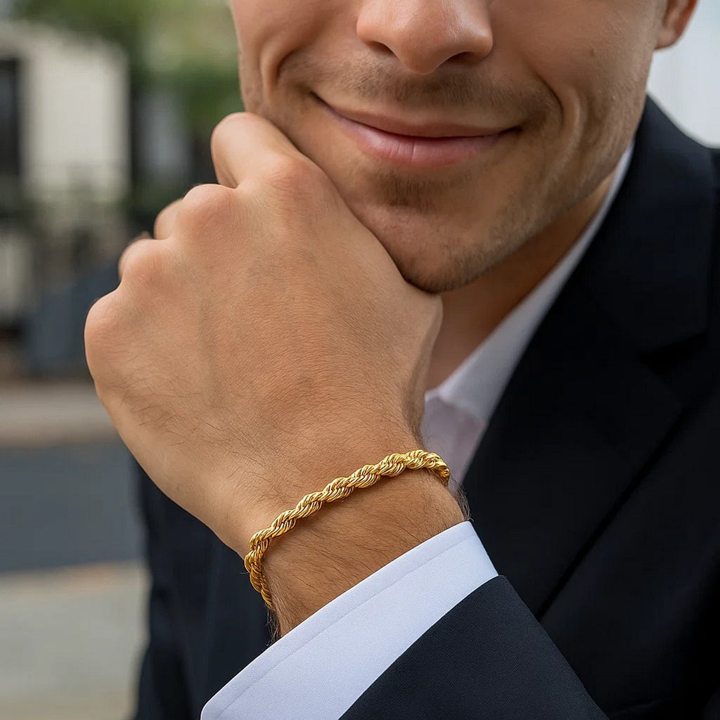 Silk Rope Chain Bracelet in 14k Yellow Gold  (4.30 mm)