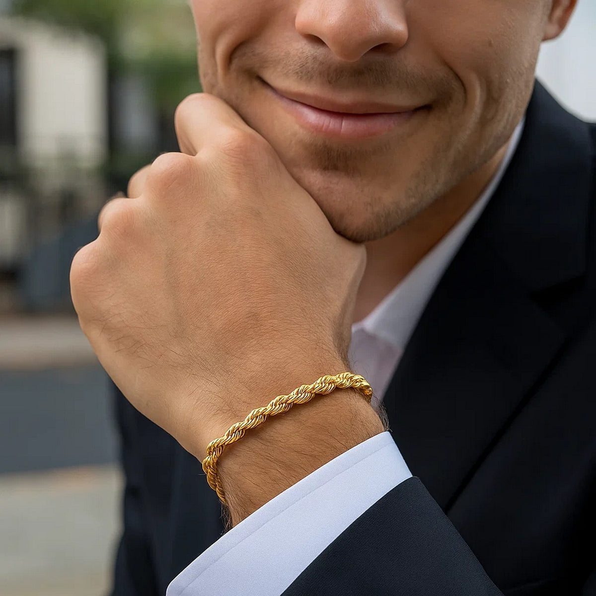 Silk Rope Chain Bracelet in 14k Yellow Gold  (4.30 mm)