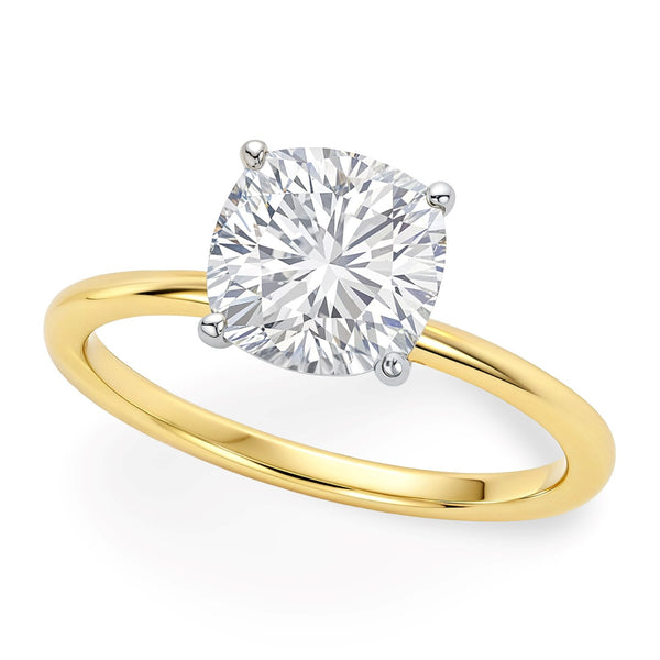 3 Carat Cushion Lab Grown IGI G/VS1 Diamond Solitaire Ring in 14K Yellow Gold