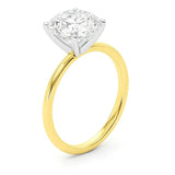 3 Carat Cushion Lab Grown IGI G/VS1 Diamond Solitaire Ring in 14K Yellow Gold