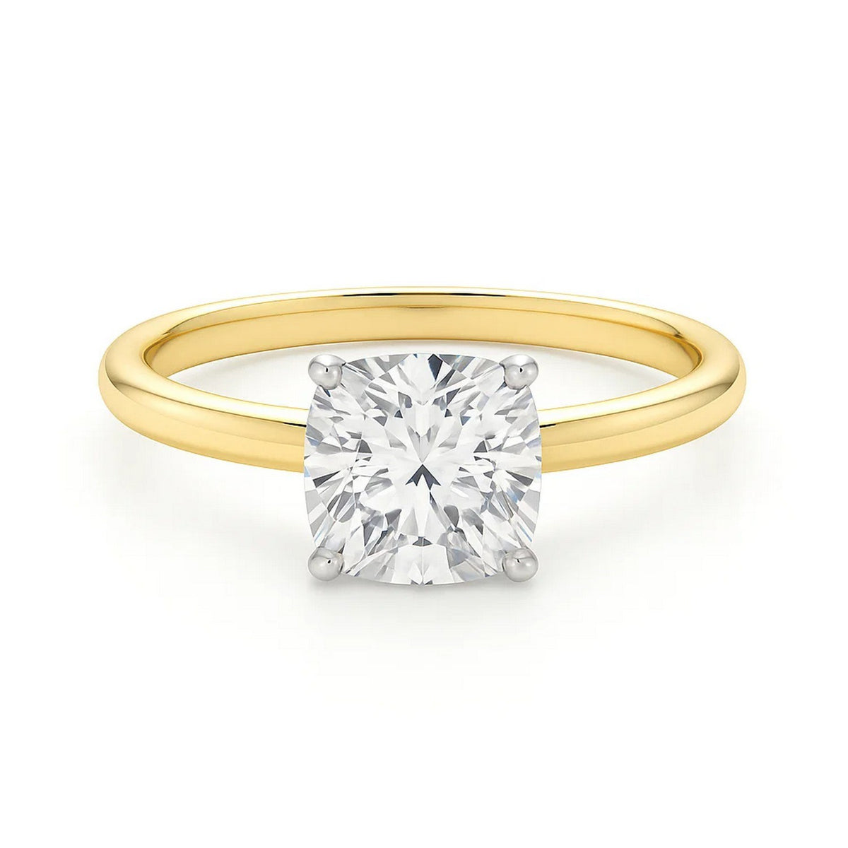 3 Carat Cushion Lab Grown IGI G/VS1 Diamond Solitaire Ring in 14K Yellow Gold