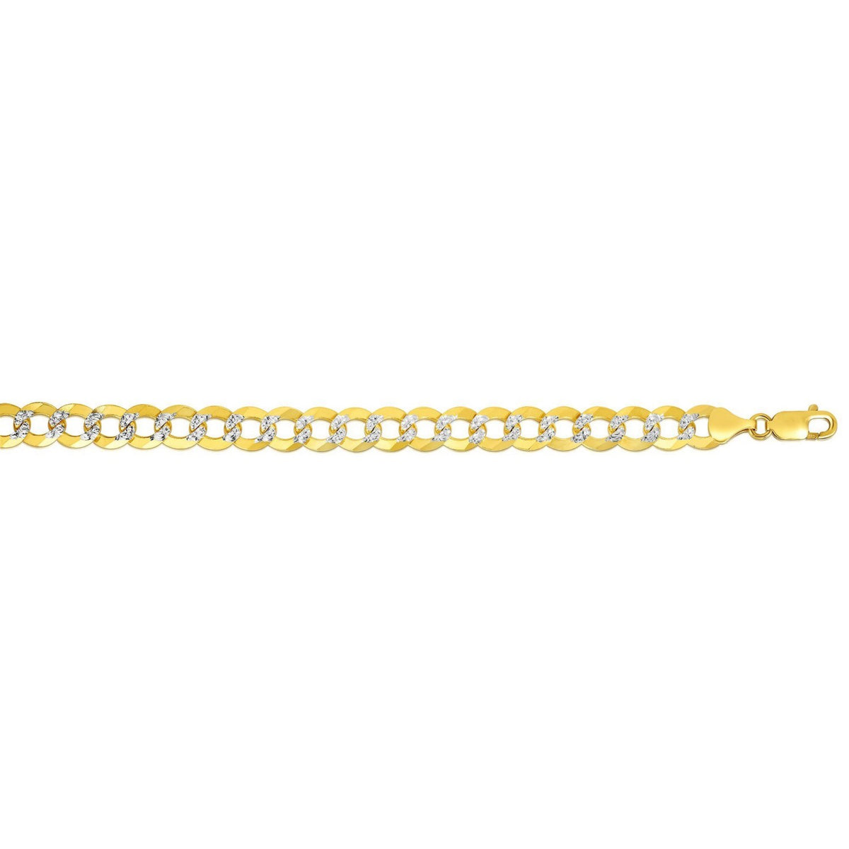 14k Two Tone Gold Pave Curb Bracelet (8.30 mm)