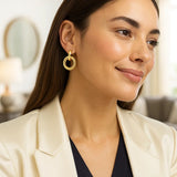 14K Yellow Gold Polished Round Linked Hoop Earrings