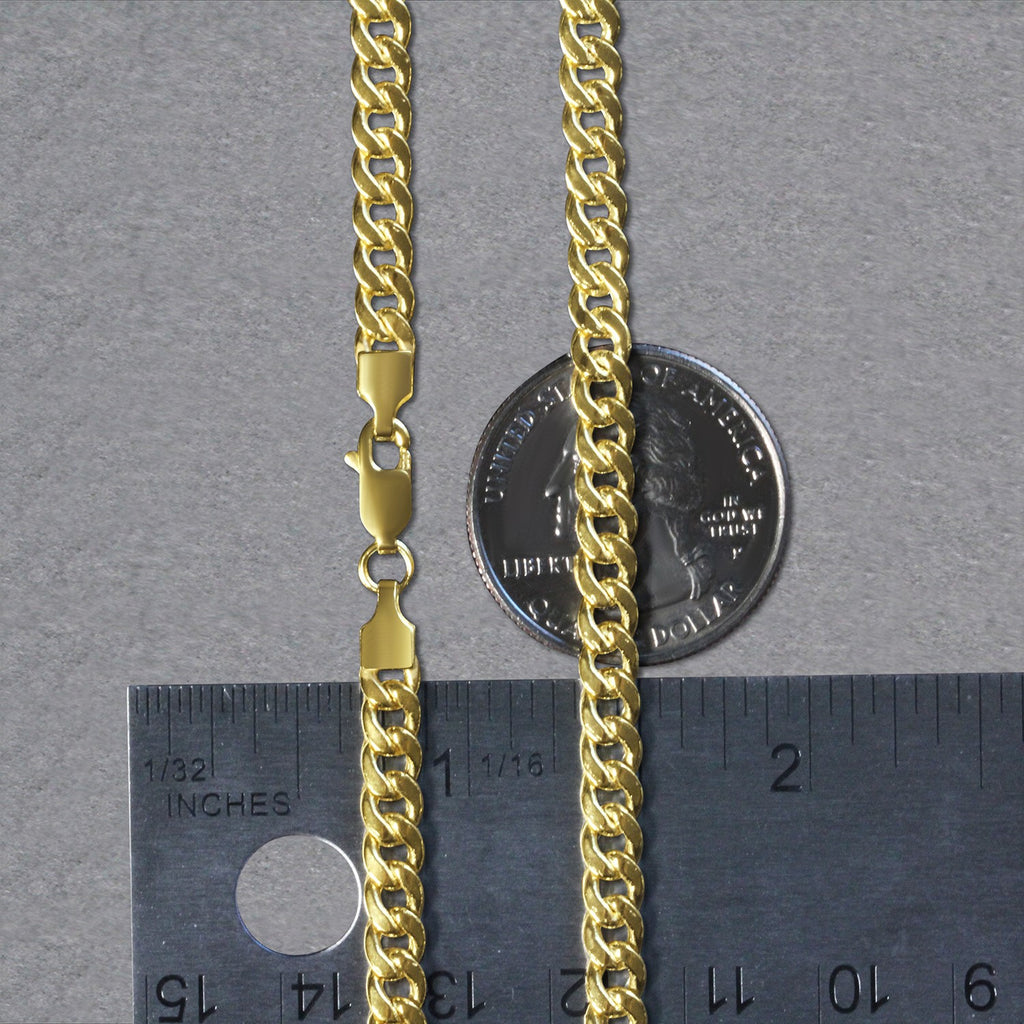 14k Yellow Gold Miami Cuban Semi Solid Chain (4.50 mm)