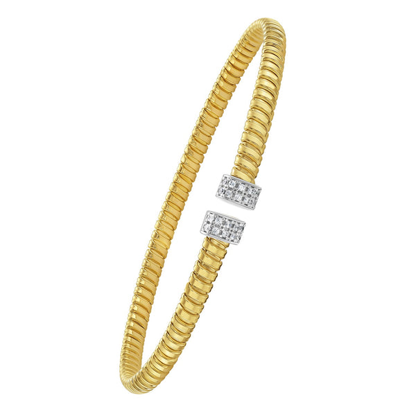 14K Yellow Gold Endcaps Tubogas Cuff Bangle (3.90 mm)