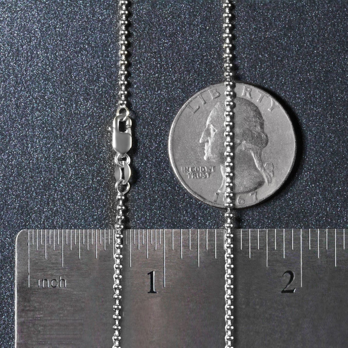 14k White Gold Bead Chain 1.5mm (1.50 mm)