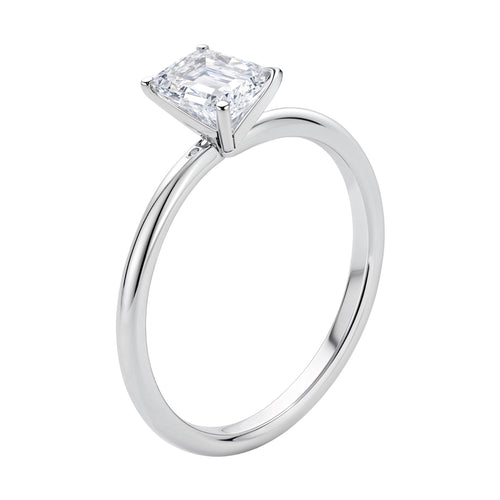 1 Carat Emerald Lab Grown IGI G/VS1 Diamond Solitaire Ring in 14K White Gold