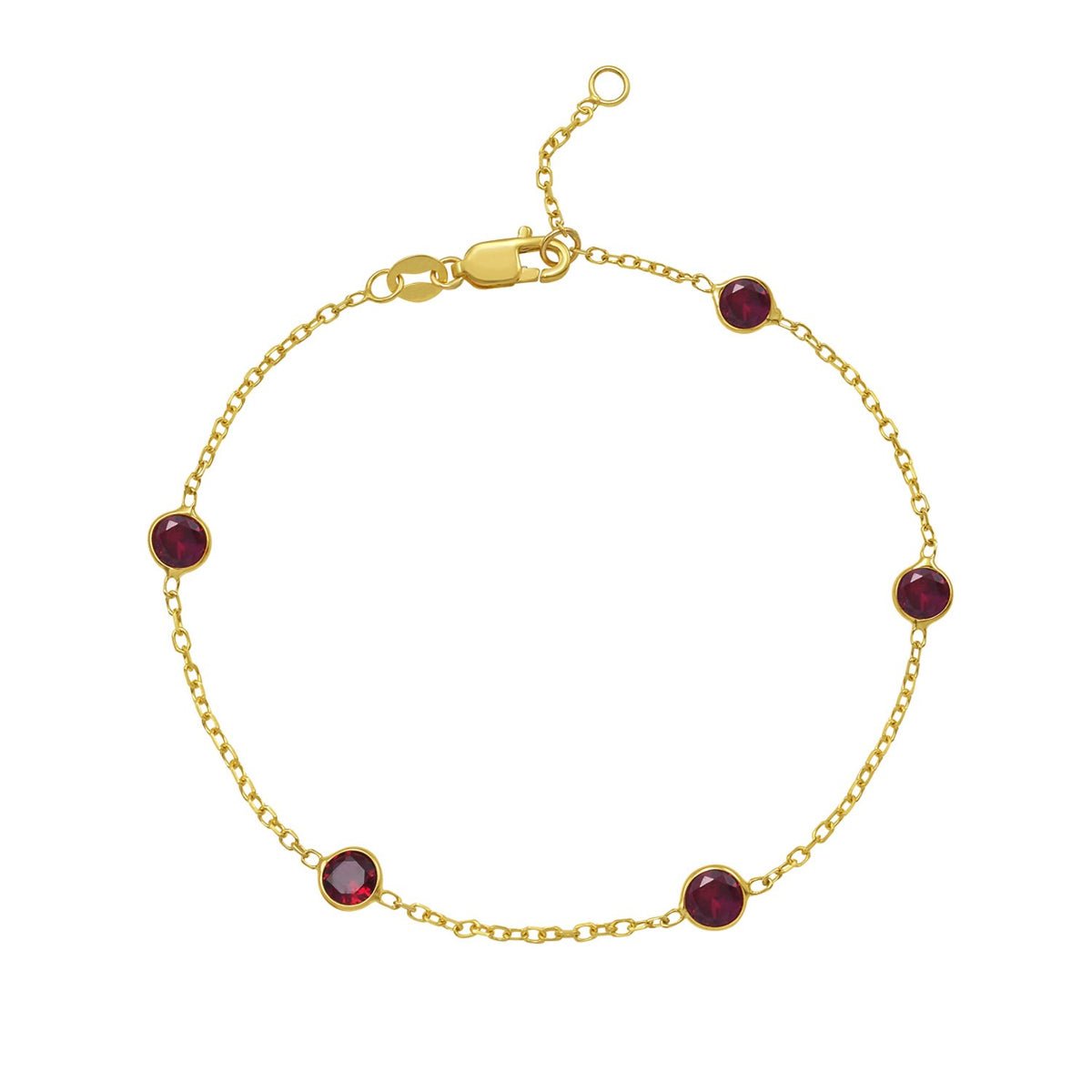 14K Yellow Gold Ruby Station Bracelet