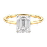 2 Carat Emerald Lab Grown IGI G/VS1 Diamond Solitaire Ring in 10K Yellow Gold