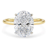 3 Carat Oval Lab Grown IGI G/VS1 Diamond Solitaire Ring in 14K Yellow Gold
