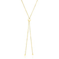 14k Yellow Gold Adjustable Heart Style Lariat Necklace