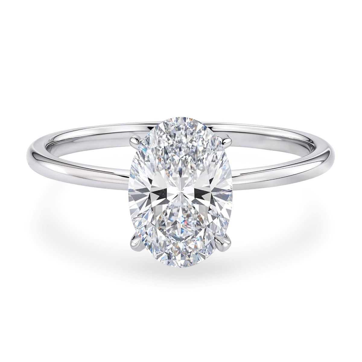 1 1/2 Carat Oval Lab Grown IGI G/VS1 Diamond Solitaire Ring in 14K White Gold