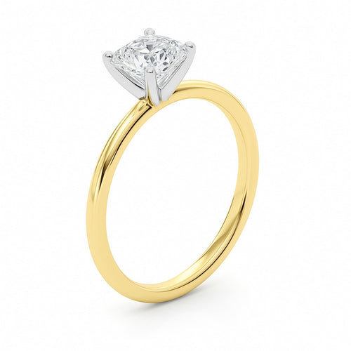 1 Carat Cushion Lab Grown IGI G/VS1 Diamond Solitaire Ring in 14K Yellow Gold
