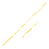 14k Yellow Gold Alternating Paperclip Chain Link and Gold Bar Bracelet (3.60 mm)