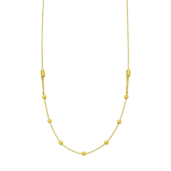 14K Yellow Gold Adjustable Bead Link Necklace